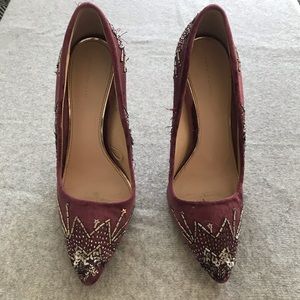 Zara velvet and crystal heels